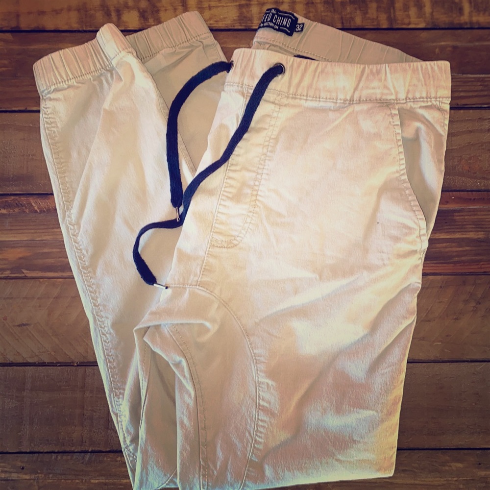 Khaki Cuffed Chino Pants